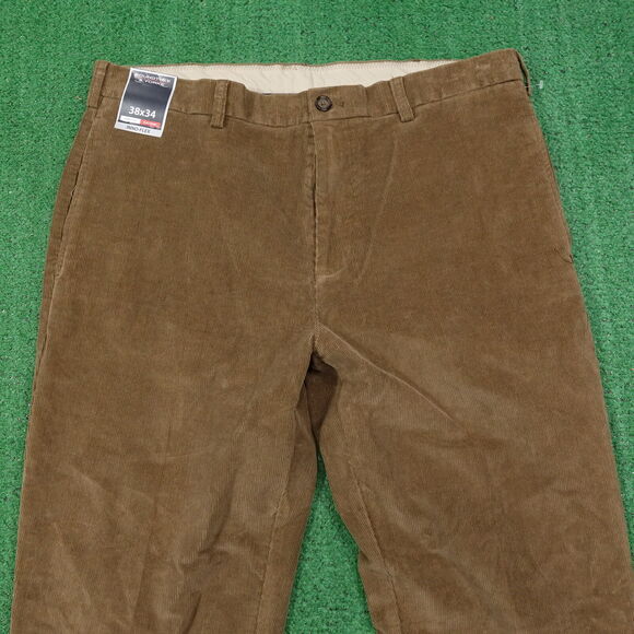 NWT ROUNDTREE & YORKE CORDUROY CLASSIC FIT CHINO FLAT FRONT PANTS 38X34 NEW! - Picture 4 of 8